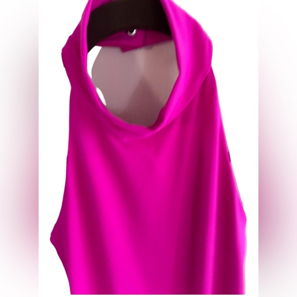 Susana Monaco High Neck Halter Midi Dress BarbieCORE Hit Pink NWT X Small - Picture 11 of 14